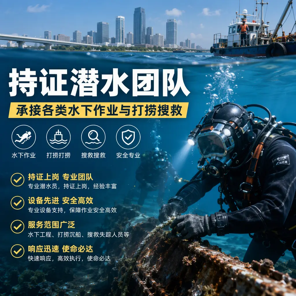 持证潜水团队，承接各类水下作业与打捞搜救承德